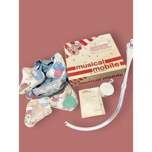 Vintage 80s 1985 Pastel Red Calliope Rabbit Bunny Musical Mobile Canopy READ